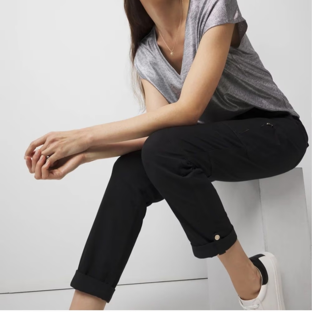 White House Black Market Pret-A-Pedi Straight Cropped Pants Black 2 - Picture 3 of 9